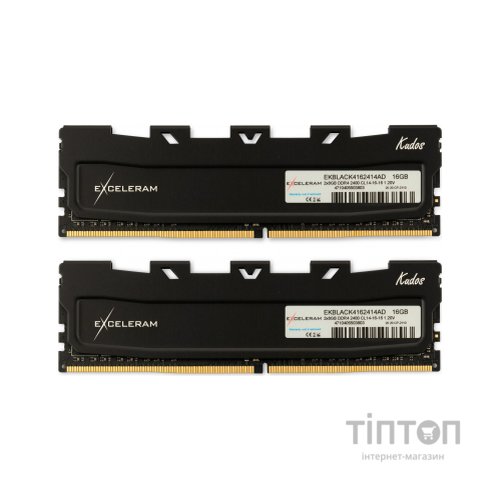 Модуль пам'яті для комп'ютера DDR4 16GB (2x8GB) 3200 MHz Kudos Black eXceleram (EKBLACK4163216AD)