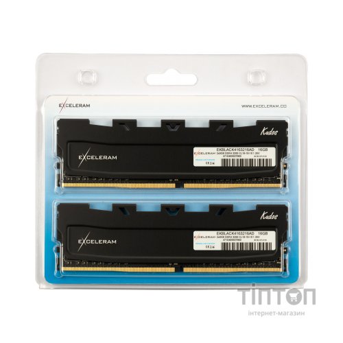 Модуль пам'яті для комп'ютера DDR4 16GB (2x8GB) 3200 MHz Kudos Black eXceleram (EKBLACK4163216AD)