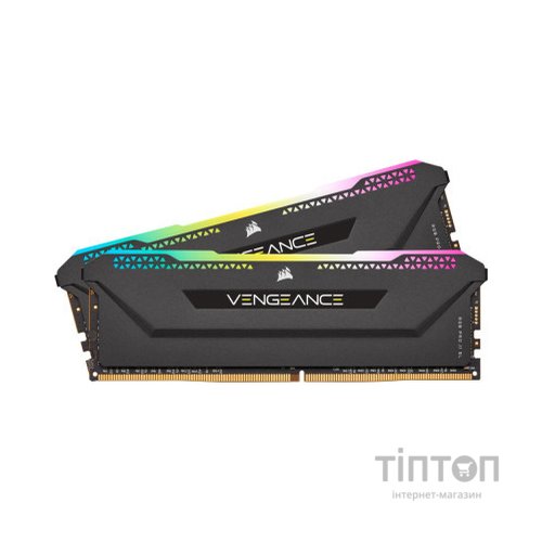Модуль пам'яті для комп'ютера DDR4 16GB (2x8GB) 3200 MHz Vengeance RGB PRO Black Corsair (CMH16GX4M2E3200C16)