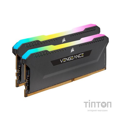 Модуль пам'яті для комп'ютера DDR4 16GB (2x8GB) 3200 MHz Vengeance RGB PRO Black Corsair (CMH16GX4M2E3200C16)