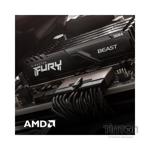 Модуль пам'яті для комп'ютера DDR4 16GB (2x8GB) 3600 MHz Fury Beast Black Kingston Fury (ex.HyperX) (KF436C17BBK2/16)