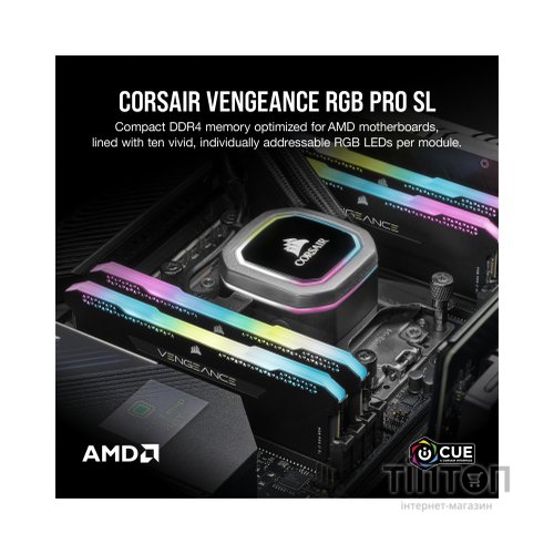 Модуль пам'яті для комп'ютера DDR4 16GB (2x8GB) 3600 MHz Vengeance RGB Pro SL Black Corsair (CMH16GX4M2Z3600C18)
