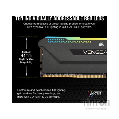 Модуль пам'яті для комп'ютера DDR4 16GB (2x8GB) 3600 MHz Vengeance RGB Pro SL Black Corsair (CMH16GX4M2Z3600C18)