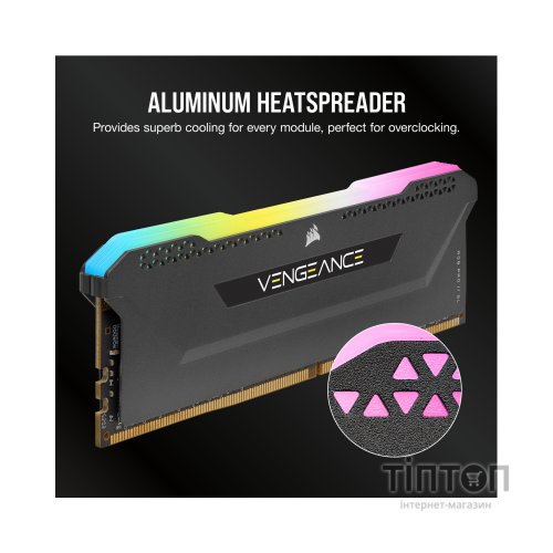 Модуль пам'яті для комп'ютера DDR4 16GB (2x8GB) 3600 MHz Vengeance RGB Pro SL Black Corsair (CMH16GX4M2Z3600C18)