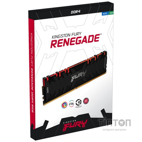 Модуль пам'яті для комп'ютера DDR4 16GB (2x8GB) 4000 MHz Renegade RGB Black Kingston Fury (ex.HyperX) (KF440C19RBAK2/16)