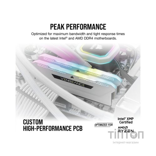 Модуль пам'яті для комп'ютера DDR4 16GB (2x8GGB) 3600 MHz Vengeance RGB Pro SL White Corsair (CMH16GX4M2D3600C18W)