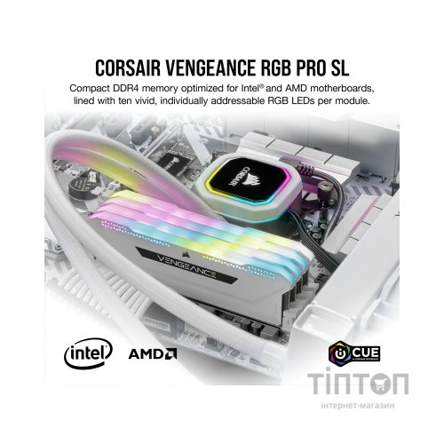 Модуль пам'яті для комп'ютера DDR4 16GB (2x8GGB) 3600 MHz Vengeance RGB Pro SL White Corsair (CMH16GX4M2D3600C18W)
