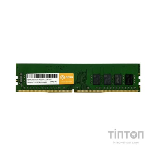 Модуль пам'яті для комп'ютера DDR4 16GB 3200 MHz ATRIA (UAT43200CL22K1/16)