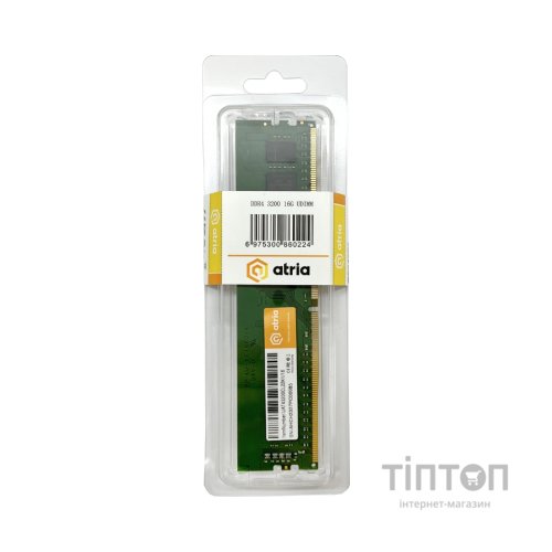 Модуль пам'яті для комп'ютера DDR4 16GB 3200 MHz ATRIA (UAT43200CL22K1/16)