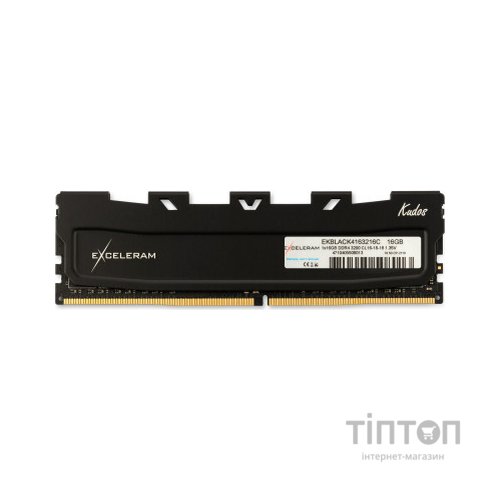 Модуль пам'яті для комп'ютера DDR4 16GB 3200 MHz Black Kudos eXceleram (EKBLACK4163216C)