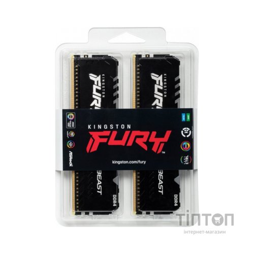 Модуль пам'яті для комп'ютера DDR4 32GB (2x16GB) 3200 MHz Beast RGB Kingston Fury (ex.HyperX) (KF432C16BBAK2/32)