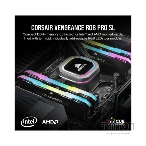 Модуль пам'яті для комп'ютера DDR4 32GB (2x16GB) 3200 MHz Vengeance RGB PRO SL Black Corsair (CMH32GX4M2Z3200C16)