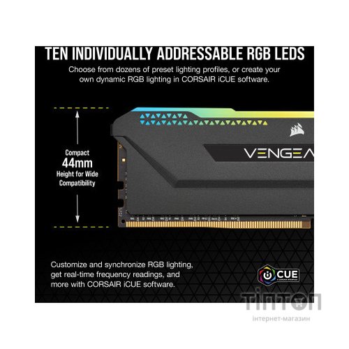 Модуль пам'яті для комп'ютера DDR4 32GB (2x16GB) 3200 MHz Vengeance RGB PRO SL Black Corsair (CMH32GX4M2Z3200C16)