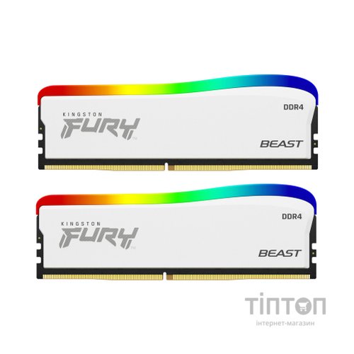 Модуль пам'яті для комп'ютера DDR4 32GB (2x16GB) 3600 MHz Beast White RGB SE Kingston Fury (ex.HyperX) (KF436C18BWAK2/32)