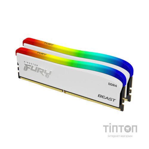 Модуль пам'яті для комп'ютера DDR4 32GB (2x16GB) 3600 MHz Beast White RGB SE Kingston Fury (ex.HyperX) (KF436C18BWAK2/32)