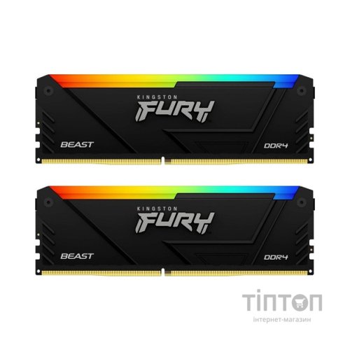 Модуль пам'яті для комп'ютера DDR4 32GB (2x16GB) 3600 MHz FURY Beast RGB Kingston Fury (ex.HyperX) (KF436C18BB2AK2/32)