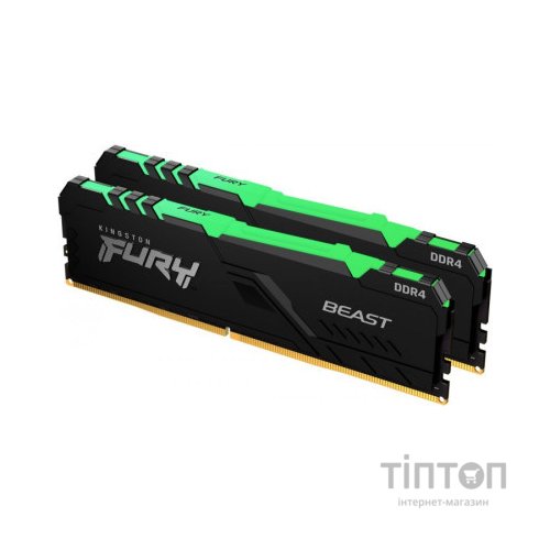Модуль пам'яті для комп'ютера DDR4 32GB (2x16GB) 3600 MHz Fury Beast RGB Kingston Fury (ex.HyperX) (KF436C18BBAK2/32)
