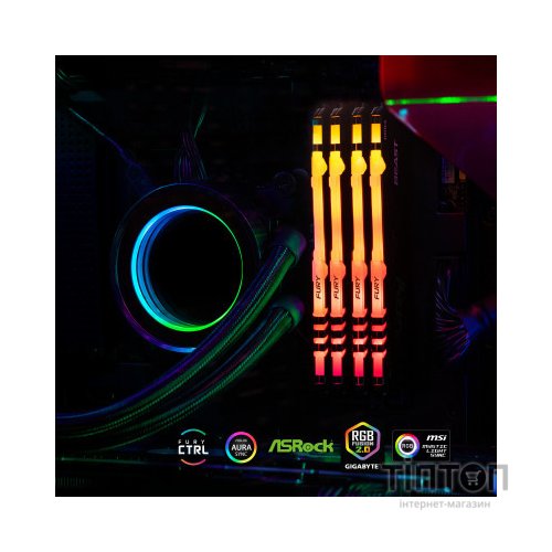 Модуль пам'яті для комп'ютера DDR4 32GB (2x16GB) 3600 MHz Fury Beast RGB Kingston Fury (ex.HyperX) (KF436C18BBAK2/32)