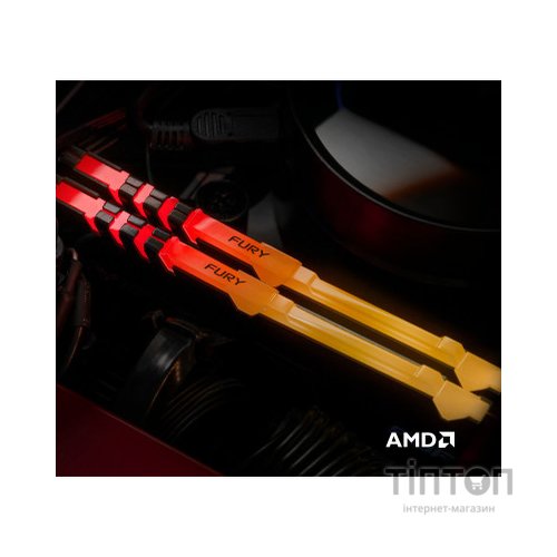 Модуль пам'яті для комп'ютера DDR4 32GB (2x16GB) 3600 MHz Fury Beast RGB Kingston Fury (ex.HyperX) (KF436C18BBAK2/32)