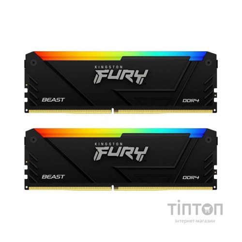 Модуль пам'яті для комп'ютера DDR4 64GB (2x32GB) 3200 MHz Beast RGB Black Kingston Fury (ex.HyperX) (KF432C16BB2AK2/64)