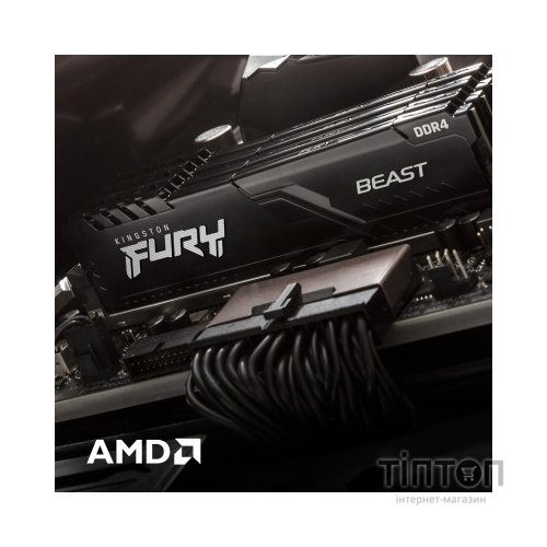 Модуль пам'яті для комп'ютера DDR4 64GB (2x32GB) 3600 MHz Fury Beast Black Kingston Fury (ex.HyperX) (KF436C18BBK2/64)