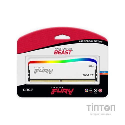 Модуль пам'яті для комп'ютера DDR4 8GB 3200 MHz Beast White RGB SE Kingston Fury (ex.HyperX) (KF432C16BWA/8)