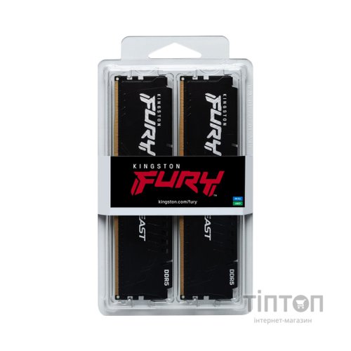 Модуль пам'яті для комп'ютера DDR5 16GB (2x8GB) 4800 MHz Beast Black Kingston Fury (ex.HyperX) (KF548C38BBK2-16)
