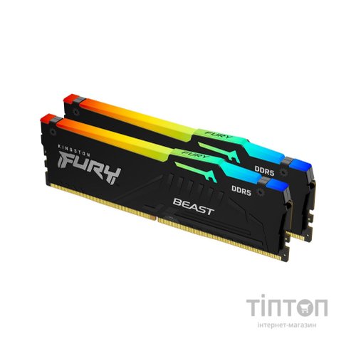 Модуль пам'яті для комп'ютера DDR5 16GB (2x8GB) 5200 MHz FURY Beast RGB Kingston Fury (ex.HyperX) (KF552C40BBAK2-16)