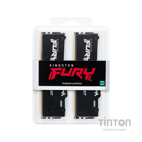 Модуль пам'яті для комп'ютера DDR5 16GB (2x8GB) 5200 MHz FURY Beast RGB Kingston Fury (ex.HyperX) (KF552C40BBAK2-16)