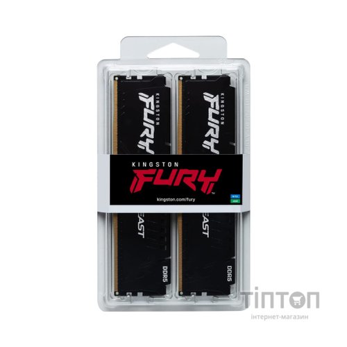 Модуль пам'яті для комп'ютера DDR5 16GB (2x8GB) 5600 MHz Beast Black Kingston Fury (ex.HyperX) (KF556C40BBK2-16)