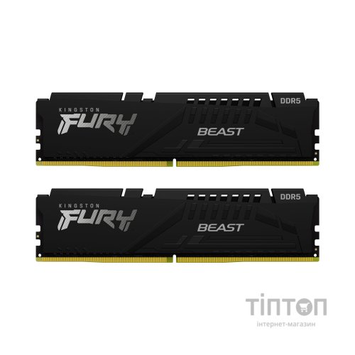 Модуль пам'яті для комп'ютера DDR5 16GB (2x8GB) 6000 MHz Beast Black Kingston Fury (ex.HyperX) (KF560C40BBK2-16)