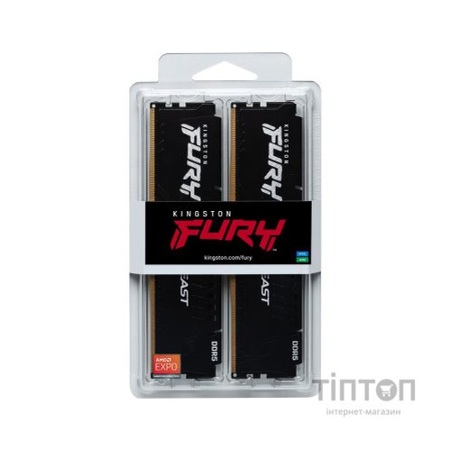 Модуль пам'яті для комп'ютера DDR5 16GB (2x8GB) 6000 MHz Beast Kingston Fury (ex.HyperX) (KF560C36BBEK2-16)