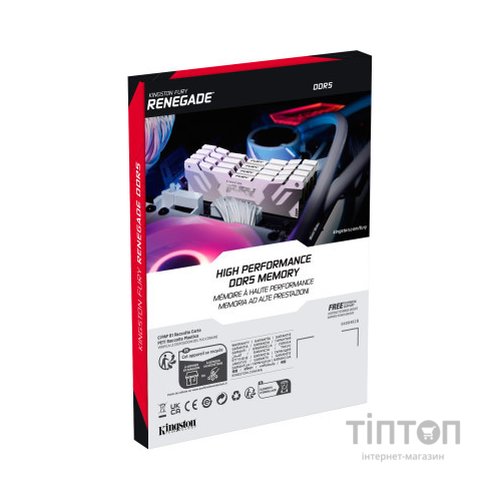 Модуль пам'яті для комп'ютера DDR5 16GB 6400 MHz Renegade White/Silver Kingston Fury (ex.HyperX) (KF564C32RW-16)