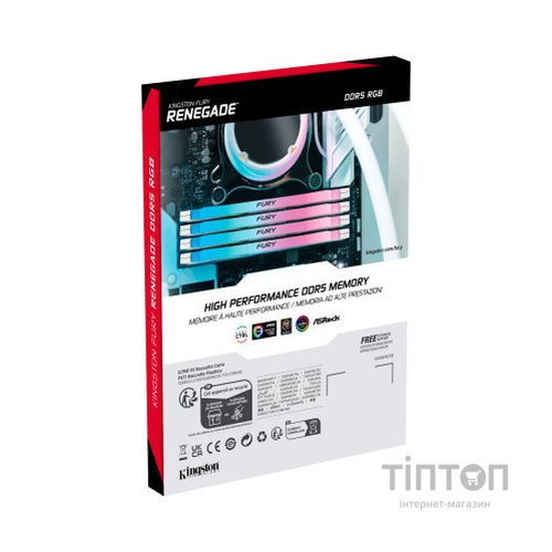 Модуль пам'яті для комп'ютера DDR5 16GB 6400 MHz Renegade White/Silver Kingston Fury (ex.HyperX) (KF564C32RWA-16)