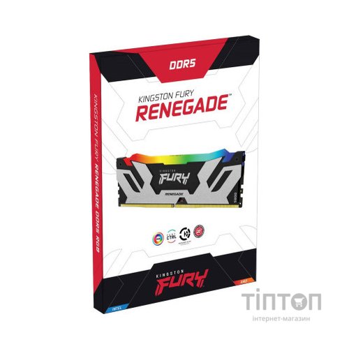 Модуль пам'яті для комп'ютера DDR5 16GB 7200 MHz Renegade RGB Black/Silver Kingston Fury (ex.HyperX) (KF572C38RSA-16)