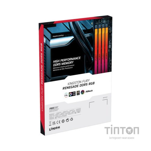 Модуль пам'яті для комп'ютера DDR5 16GB 7600 MHz Renegade RGB XMP Kingston Fury (ex.HyperX) (KF576C38RSA-16)