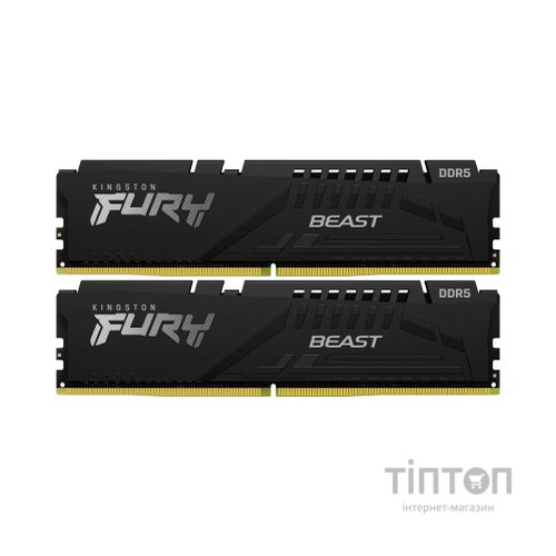 Модуль пам'яті для комп'ютера DDR5 32GB (2x16GB) 4800 MHz Beast Black Kingston Fury (ex.HyperX) (KF548C38BBK2-32)