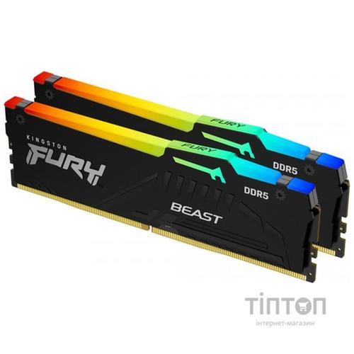 Модуль пам'яті для комп'ютера DDR5 32GB (2x16GB) 5200 MHz Beast RGB AM5 Black Kingston Fury (ex.HyperX) (KF552C36BBEAK2-32)