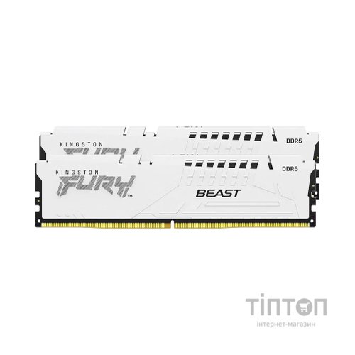 Модуль пам'яті для комп'ютера DDR5 32GB (2x16GB) 5200 MHz FURY Beast White Kingston Fury (ex.HyperX) (KF552C40BWK2-32)