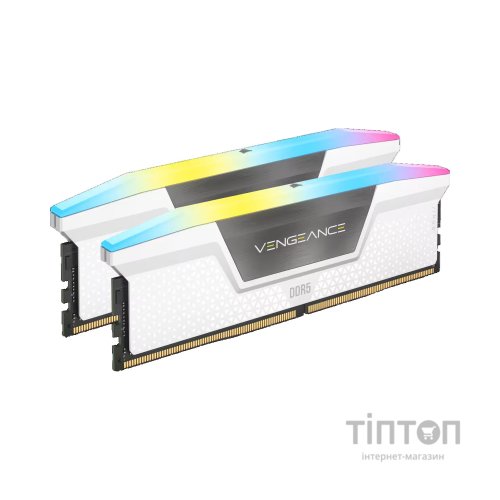 Модуль пам'яті для комп'ютера DDR5 32GB (2x16GB) 5200 MHz Vengeance RGB White Corsair (CMH32GX5M2B5200C40W)