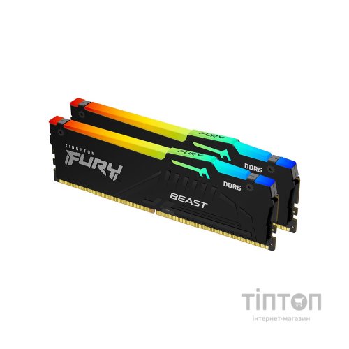 Модуль пам'яті для комп'ютера DDR5 32GB (2x16GB) 5600 MHz Beast RGB AM5 Black Kingston Fury (ex.HyperX) (KF556C36BBEAK2-32)