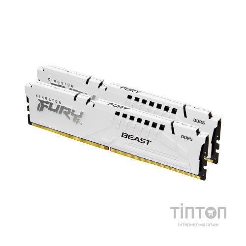 Модуль пам'яті для комп'ютера DDR5 32GB (2x16GB) 5600 MHz FURY Beast White Kingston Fury (ex.HyperX) (KF556C40BWK2-32)
