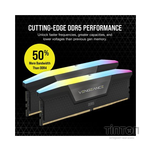 Модуль пам'яті для комп'ютера DDR5 32GB (2x16GB) 5600 MHz Vengeance RGB Corsair (CMH32GX5M2B5600C36K)