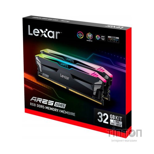 Модуль пам'яті для комп'ютера DDR5 32GB (2x16GB) 6000 MHz Ares RGB Black Lexar (LD5BU016G-R6000GDLA)