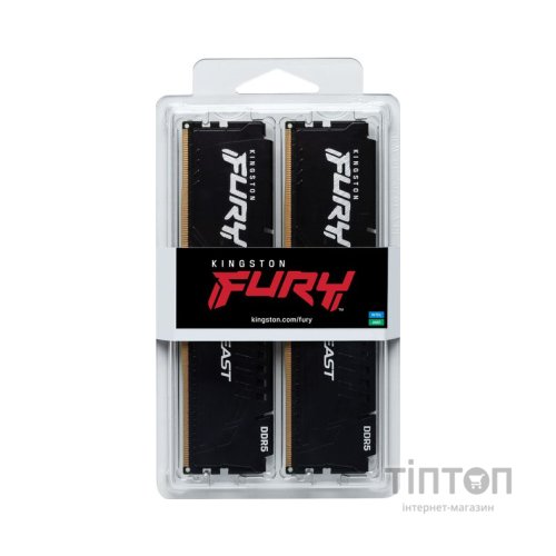 Модуль пам'яті для комп'ютера DDR5 32GB (2x16GB) 6000 MHz Beast Black XMP Kingston Fury (ex.HyperX) (KF560C30BBK2-32)