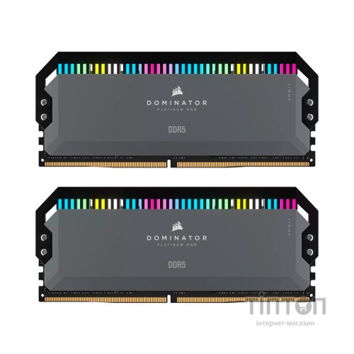 Модуль пам'яті для комп'ютера DDR5 32GB (2x16GB) 6000 MHz Dominator Platinum RGB Gray Corsair (CMT32GX5M2D6000Z36)