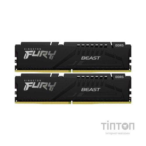 Модуль пам'яті для комп'ютера DDR5 32GB (2x16GB) 6000 MHz Fury Beast Black Kingston Fury (ex.HyperX) (KF560C36BBE2K2-32)