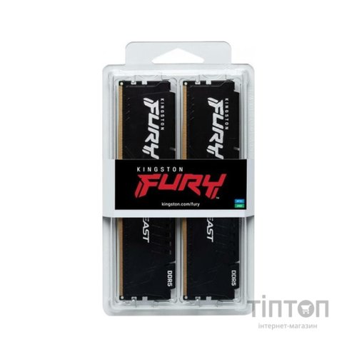 Модуль пам'яті для комп'ютера DDR5 32GB (2x16GB) 6000 MHz Fury Beast Black Kingston Fury (ex.HyperX) (KF560C36BBE2K2-32)