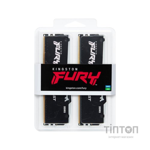 Модуль пам'яті для комп'ютера DDR5 32GB (2x16GB) 6000 MHz FURY Beast RGB Kingston Fury (ex.HyperX) (KF560C40BBAK2-32)