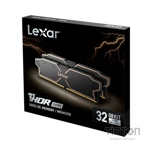 Модуль пам'яті для комп'ютера DDR5 32GB (2x16GB) 6000 MHz Thor Black Lexar (LD5U16G60C32LG-RGD)